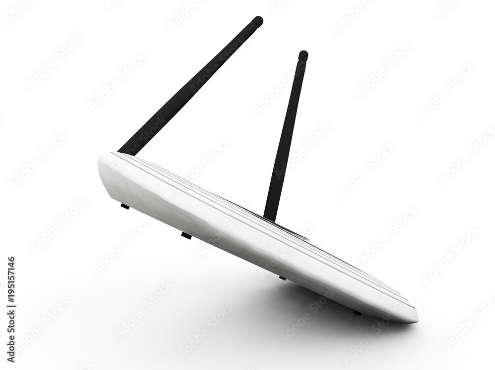 one modem router with two antennas for wireless network (3d render) one modem router with two antennas for wireless network (3d render)