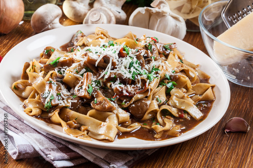 Tagliatelle pasta with champignon