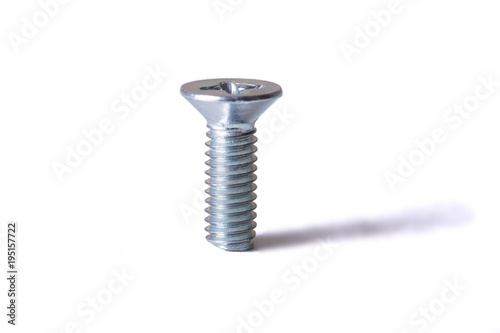 Винт с гайкой на белом фоне. Изолят. The screw with a nut on a white background. Isolate

