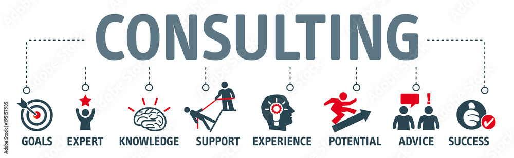 Banner consulting concept vector icons Banner consulting concept vector icons