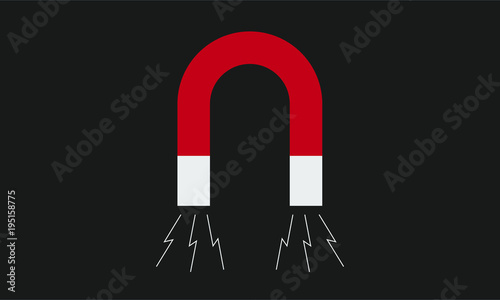 Red horseshoe magnet attracting concept. Flat minimal design. Vector illustration