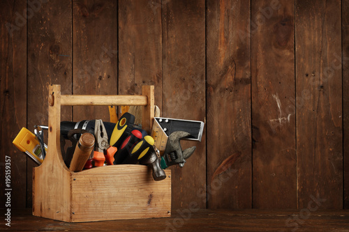 retro wooden toolbox