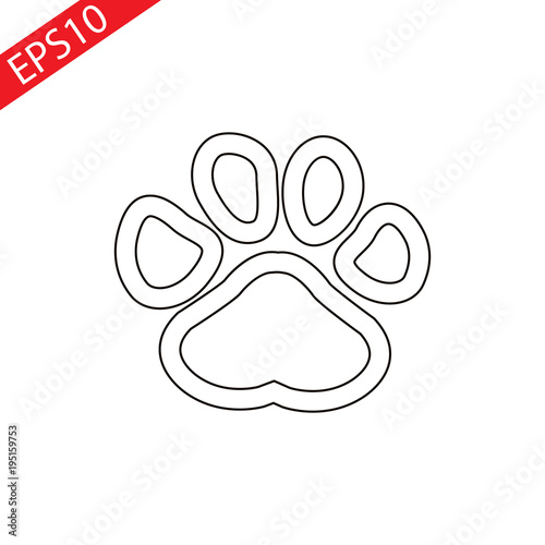 dog paw scetch vector isolated.flat