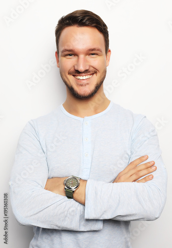 Portrait of sexy man over white  background