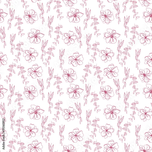 Tapety Zawilec kwiaty kwiatowy wektor wzór. Ręcznie rysowane kwiaty i gałązki