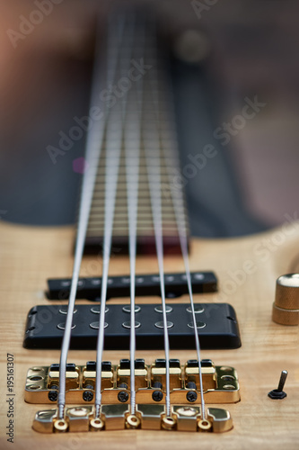 Close up detail of guitar strings