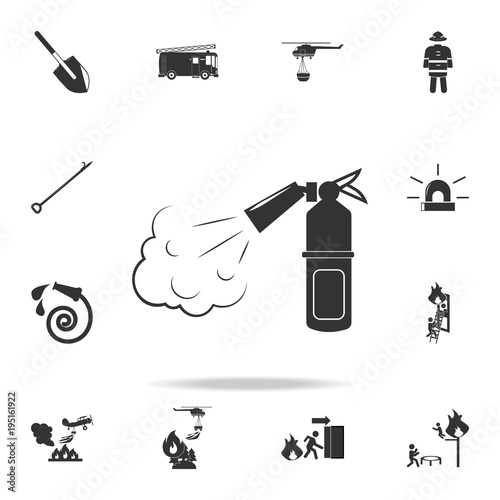 Fire extinguisher icon. Detailed set icons of firefighter element icons. Premium quality graphic design. One of the collection icons for websites, web design, mobile app photo