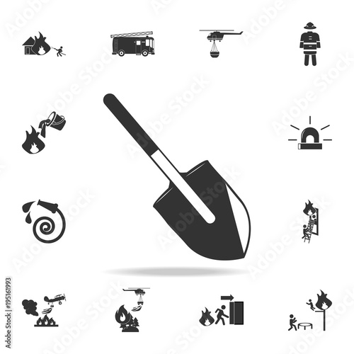Fire shovel icon. Detailed set icons of firefighter element icons. Premium quality graphic design. One of the collection icons for websites, web design, mobile app