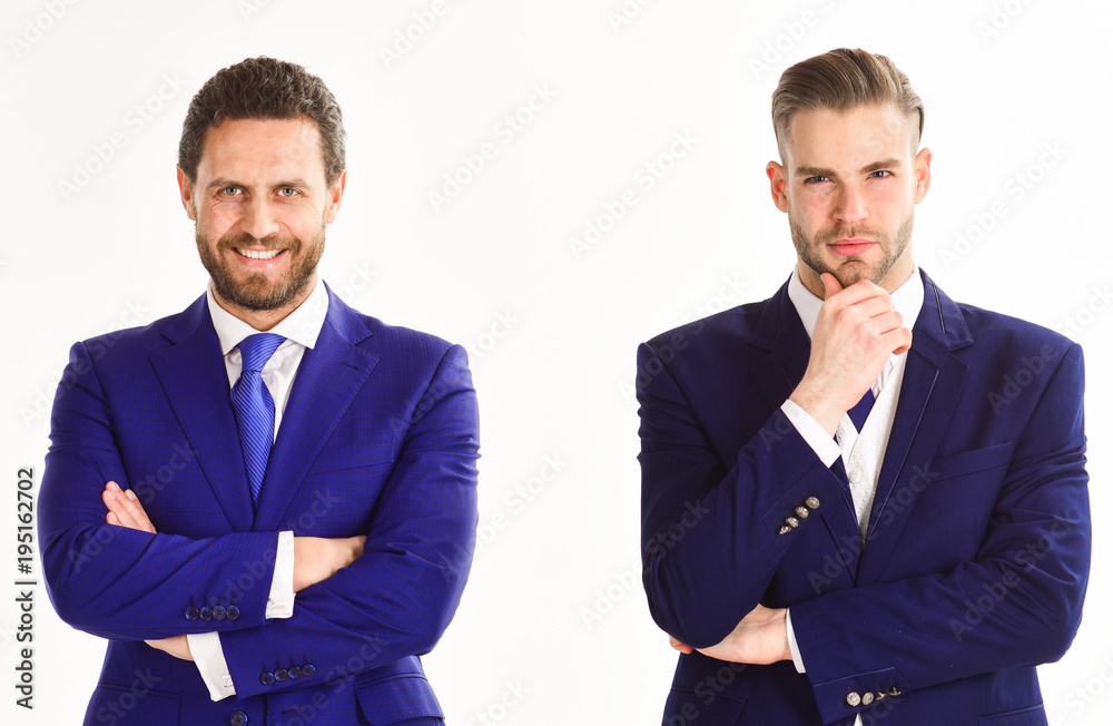 Businessmen with young and stylish appearance in jackets Businessmen with young and stylish appearance in jackets