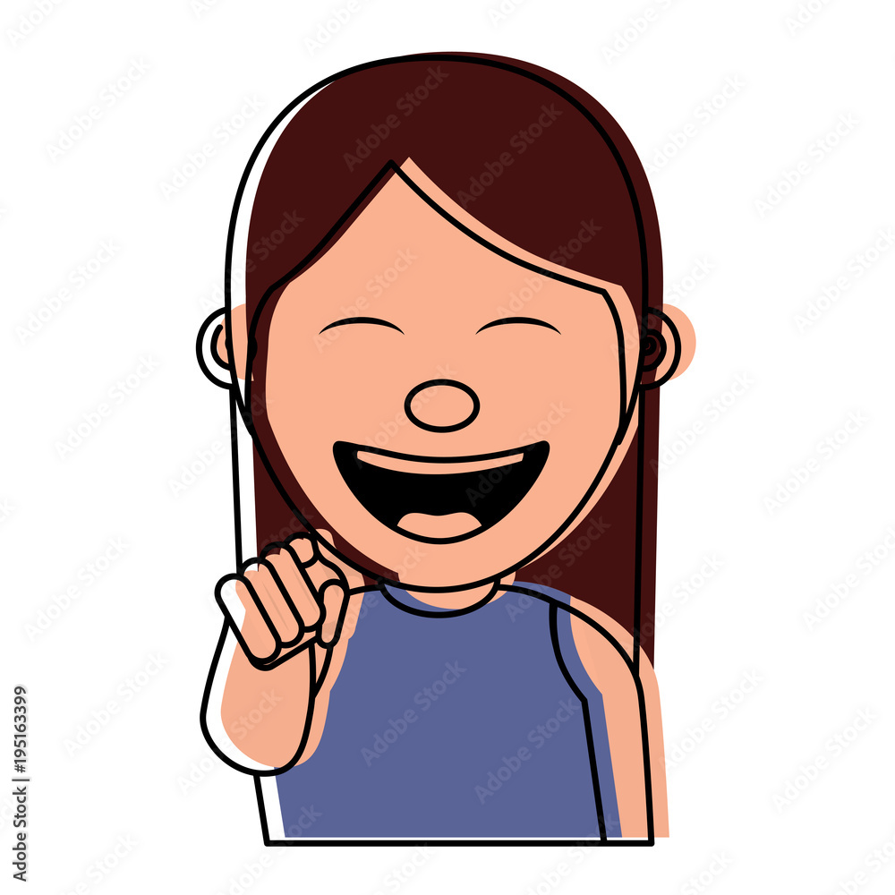 portrait cartoon smiling woman pointing gesture portrait cartoon smiling woman pointing gesture