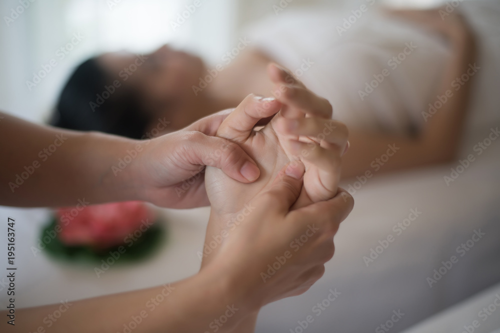 Hands massage in the spa salon relax and healthy.