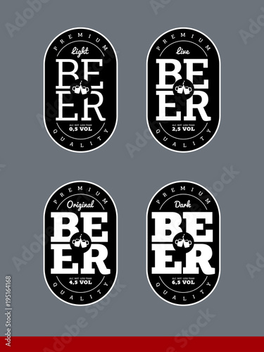 four labels for different Beers. set. beer brand