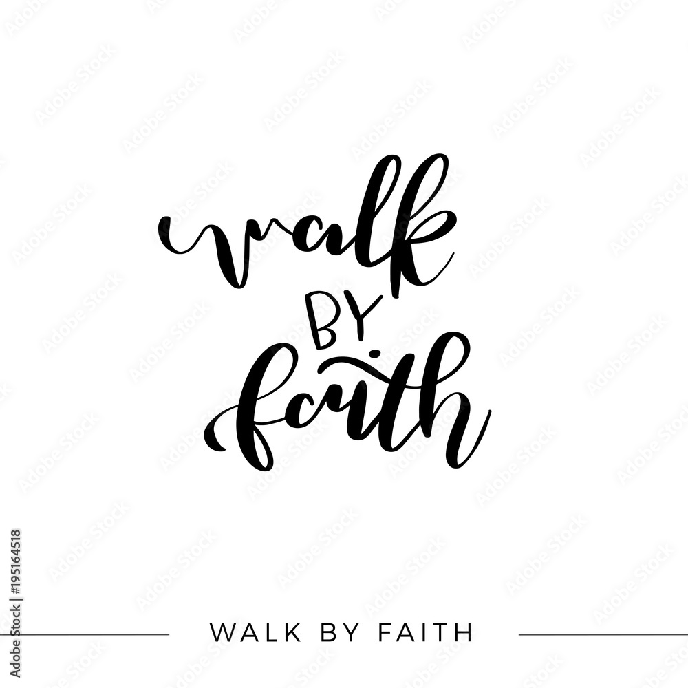 Vektorová Grafika „walk By Faith Vector Bible Calligraphy Faith Hand