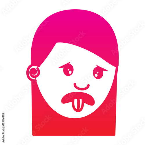 woman with nasty tongue gesture outside