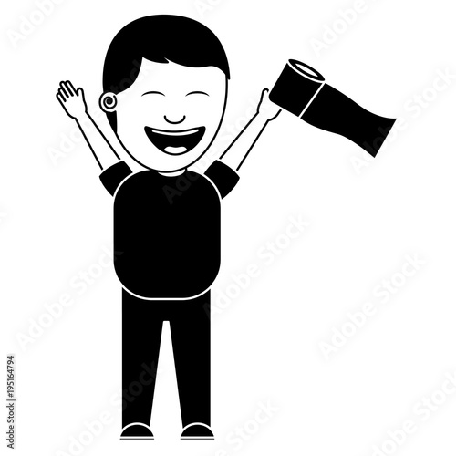man smiling with toilet paper in his hand for a joke