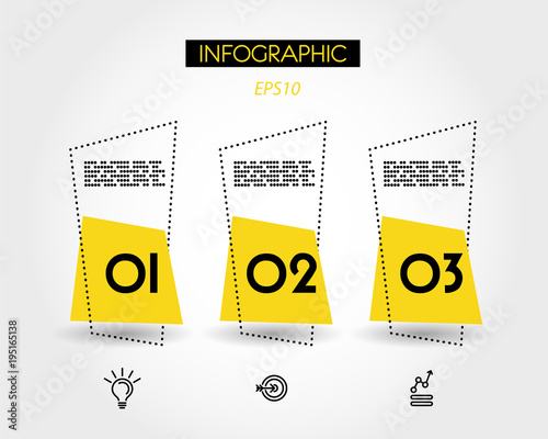 three yellow dotted infographic rectangle elemets