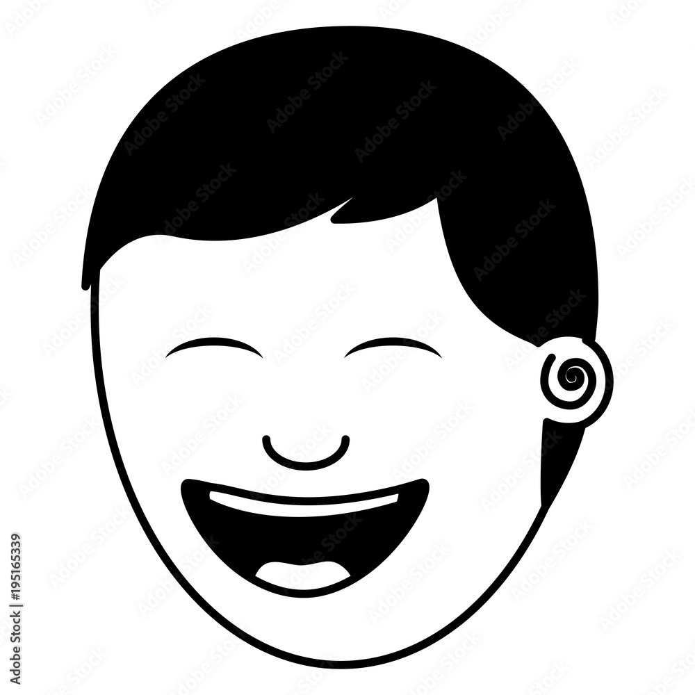 face young man smiling happy character face young man smiling happy character