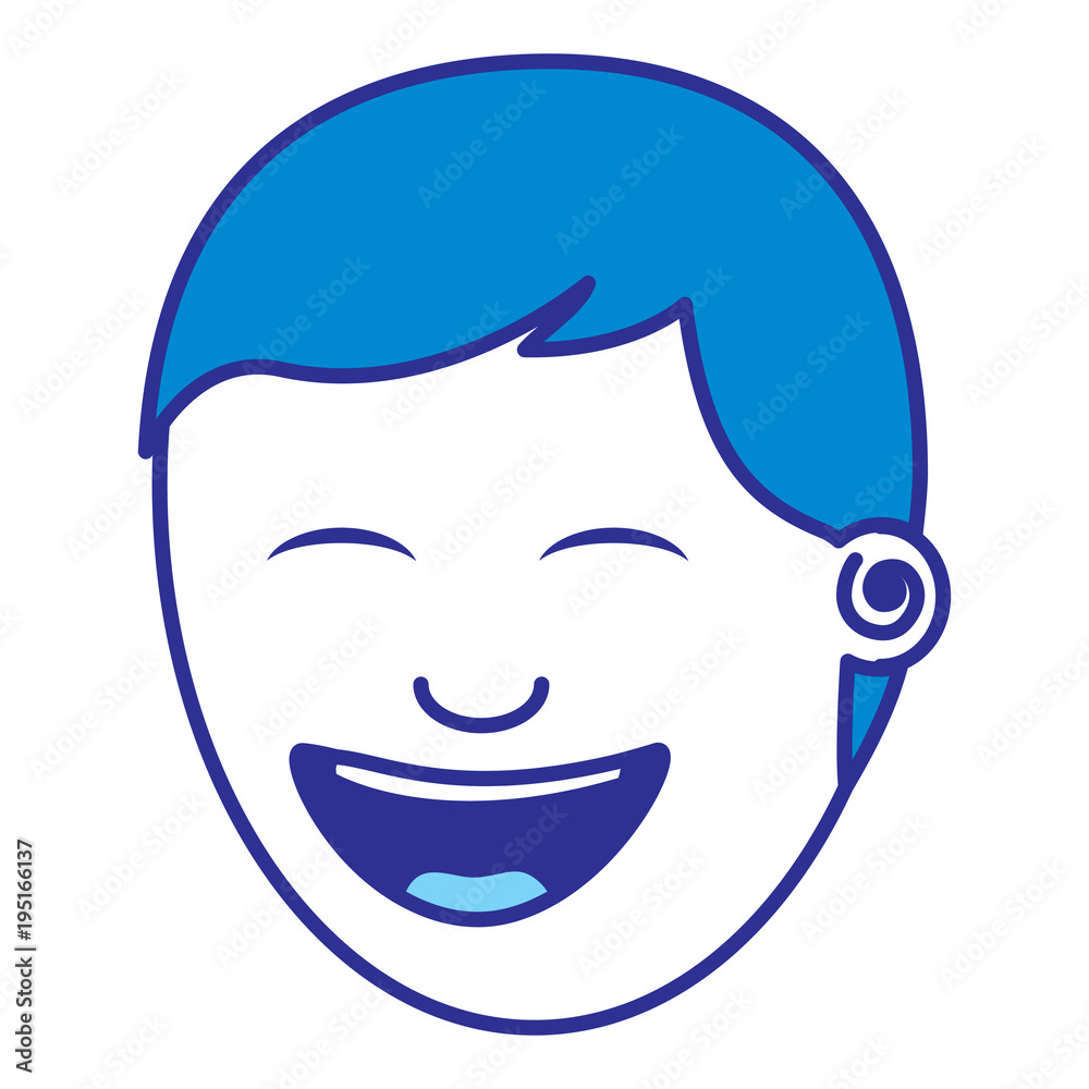 face young man smiling happy character face young man smiling happy character