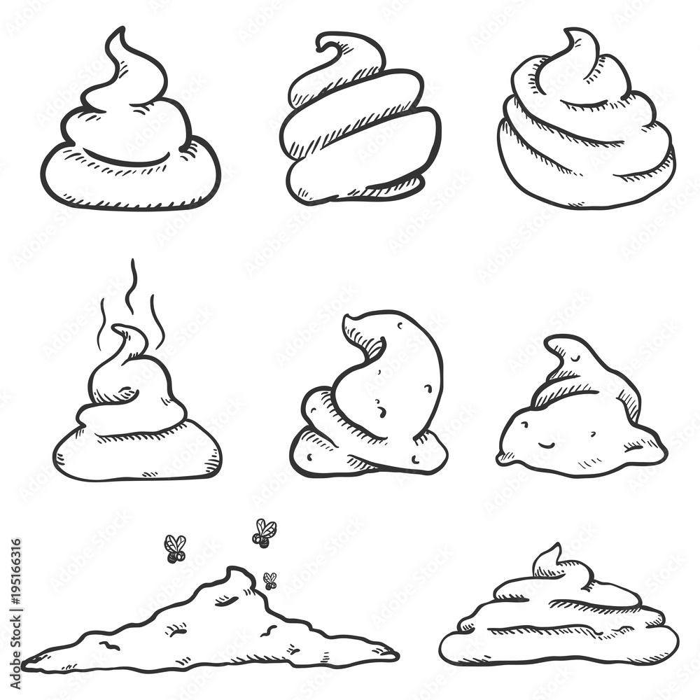 Vector Set of Sketch Doodle Poop. Stock Vector Adobe Stock