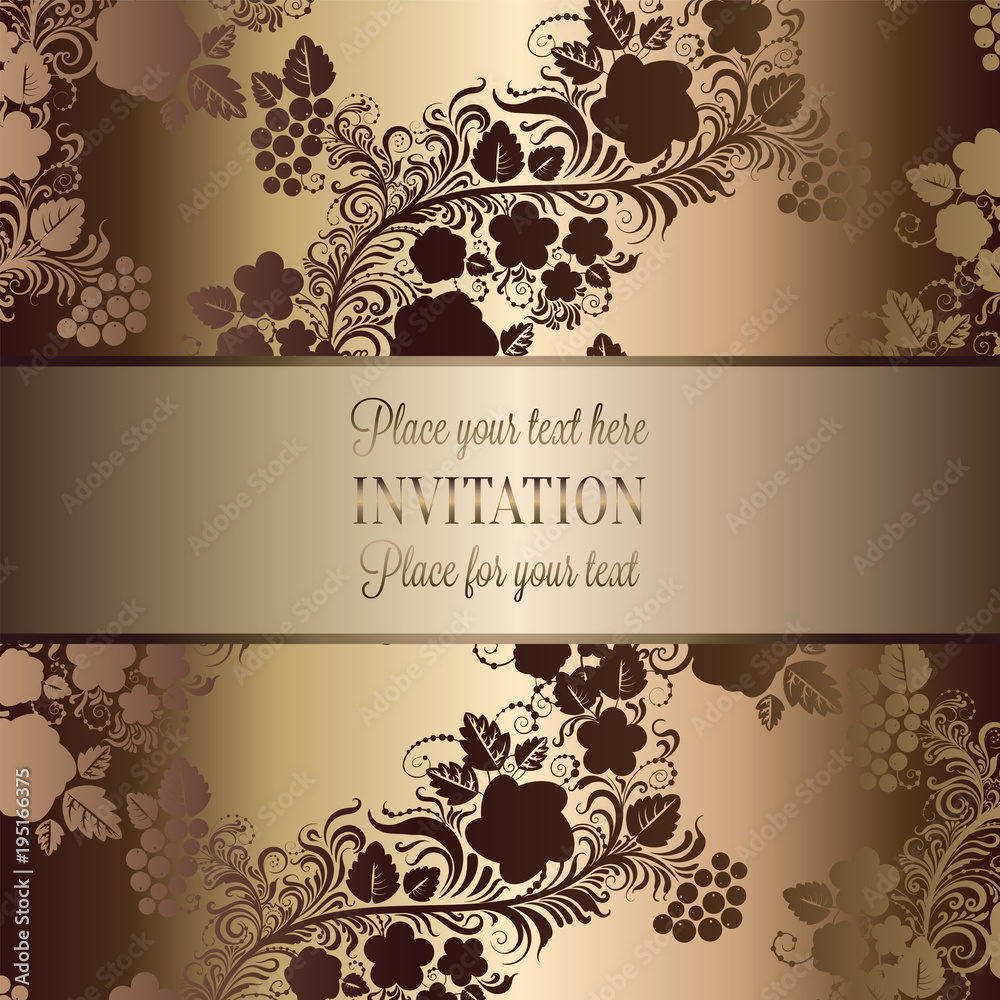 Intricate baroque luxury wedding invitation card