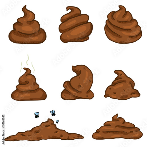 Vector Set of Cartoon Brown Poop.
