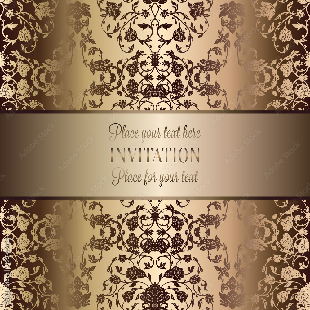 Intricate baroque luxury wedding invitation card