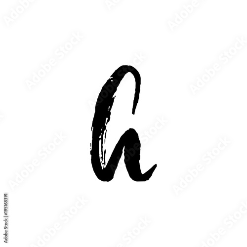 Letter A. Handwritten by dry brush. Rough strokes textured font. Vector illustration. Grunge style elegant alphabet.