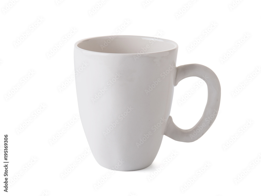 modern ceramic cup (beautiful shape) on white background
