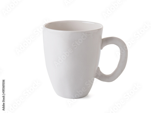 modern ceramic cup (beautiful shape) on white background