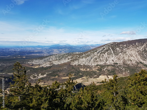 Mountains of Provence region in France. View of the mountain Ventou. Spring 2017. 