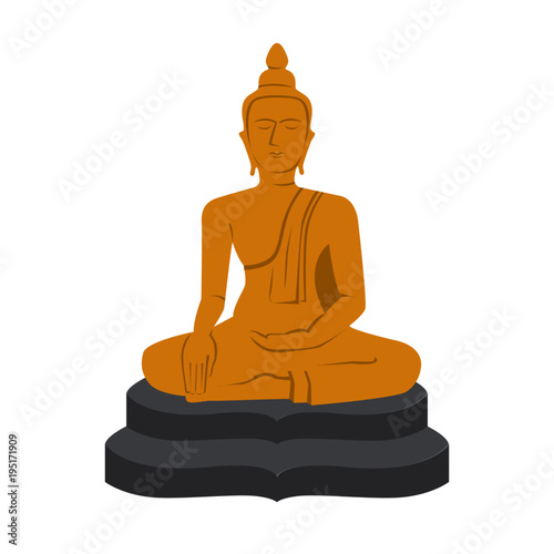 Buddha statue icon in flat style isolated on white background. Religion symbolb