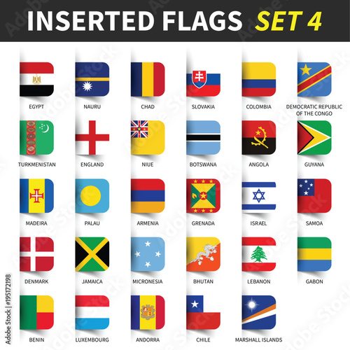 All flags of the world set 4 . Inserted and floating sticky note design . ( 4/8 )