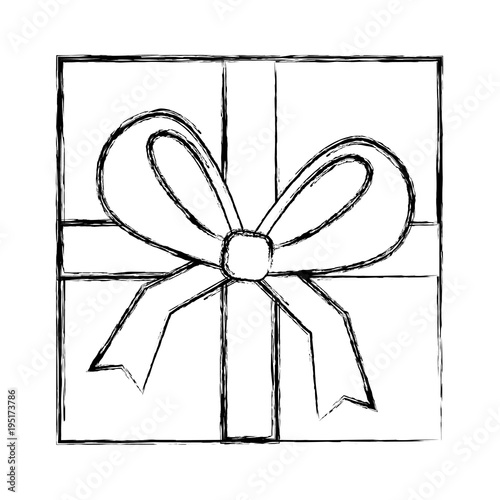 square gift box with bow and ribbon top view closed