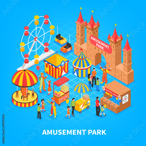 Amusement Park Isometric Background