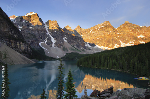 Early morning at Moraine Lake, located in Banff National Park, Alberta, Canada