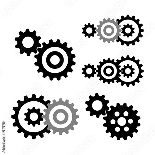 Black cogwheel vector icons on white background