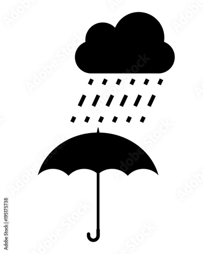 Umbrella with rain pictogram vector illustration