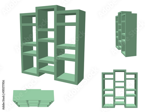 Empty modern bookcase. Isol...