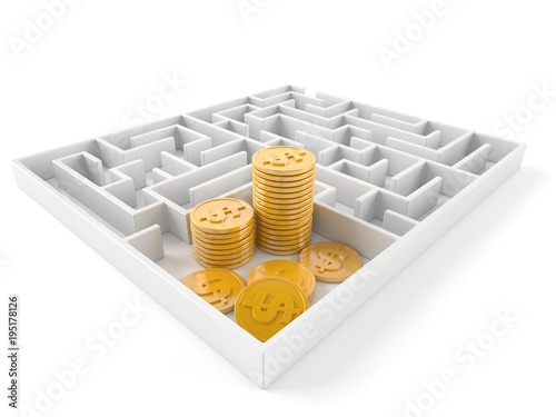 Obraz na płótnie Coins with maze