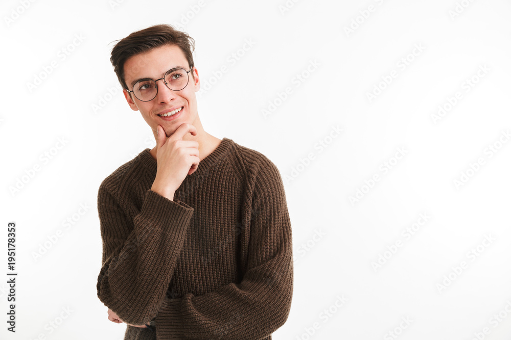Close up portrait of a smiling young man in sweater Close up portrait of a smiling young man in sweater