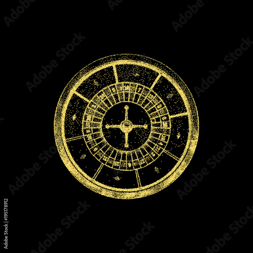 Casino roulette wheel. Isolated on black background. Vector illustration.