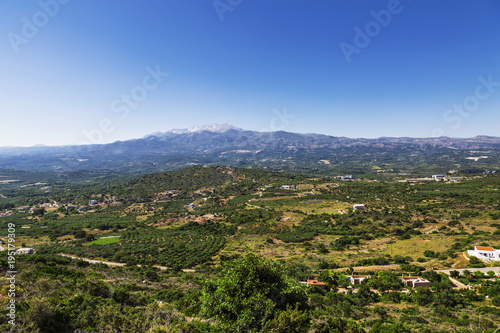 The panorama of the countryside of the island of Crete, Greece