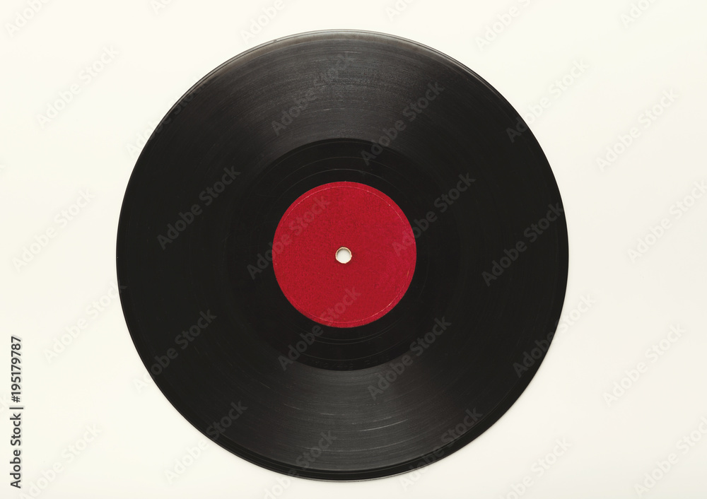 Old retro vinyl record isolated on white background, top view Old retro vinyl record isolated on white background, top view