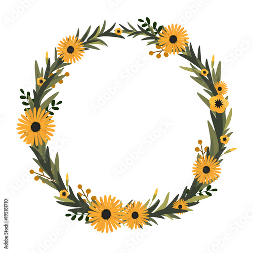 Vector flower wreath. Floral frame for greeting, invitation, wedding cards design.