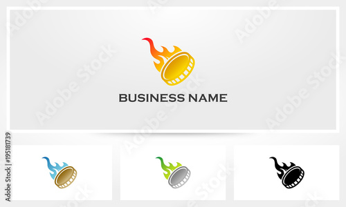 Burned Coin Flame Fire Logo