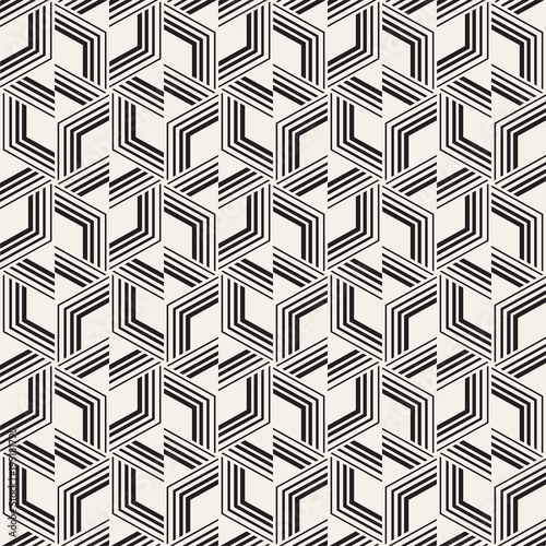 Vector seamless stripes pattern. Modern stylish texture with monochrome trellis. Repeating geometric hexagonal grid. Simple lattice design.