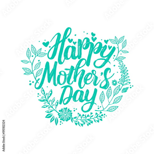 Typography and lettering with design elements and silhouettes for a happy mother's day © biblebox