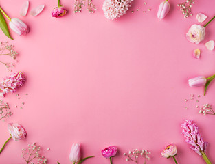 Pink flowers on a pink background.