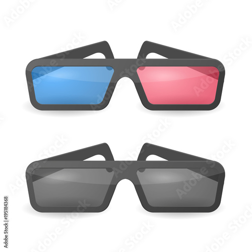 3D glasses vector illustration. A pair of 3D glasses isolated on a white background.