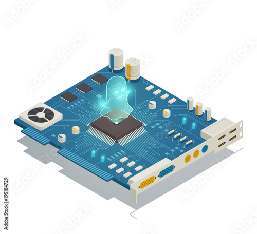 Hardware Bug Isometric Composition 